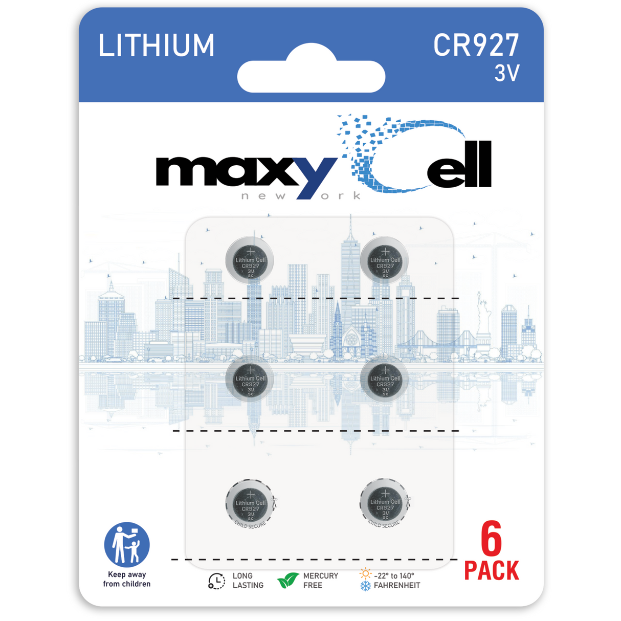 MaxyCell CR927 Lithium Coin Cell Battery 3V Long-Lasting Reliable Power for Watches, Key Fobs, Calculators, Thermometer - Leak-Proof Design, Long Shelf Life DL927 CX927 ECR927 GR927 BR927