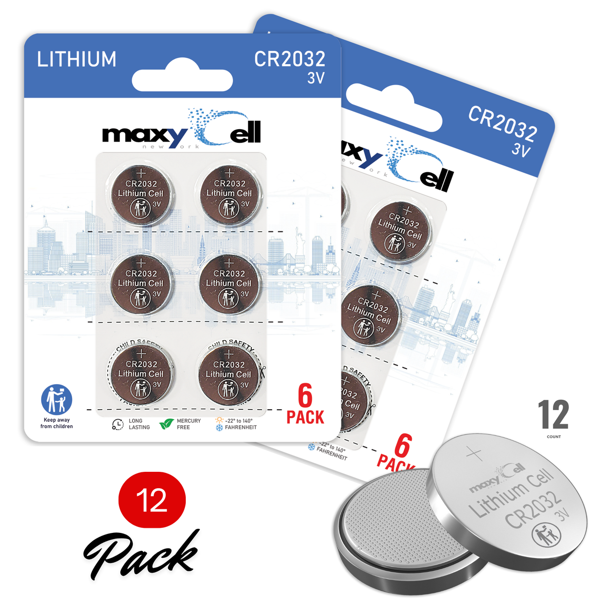 MaxyCell CR2032 Lithium Coin Cell Battery 3V - Long-Lasting, Reliable Power for Watches, Key Fobs, Fitness Trackers, Remotes & Compatible with AirTag - Leak-Proof Design