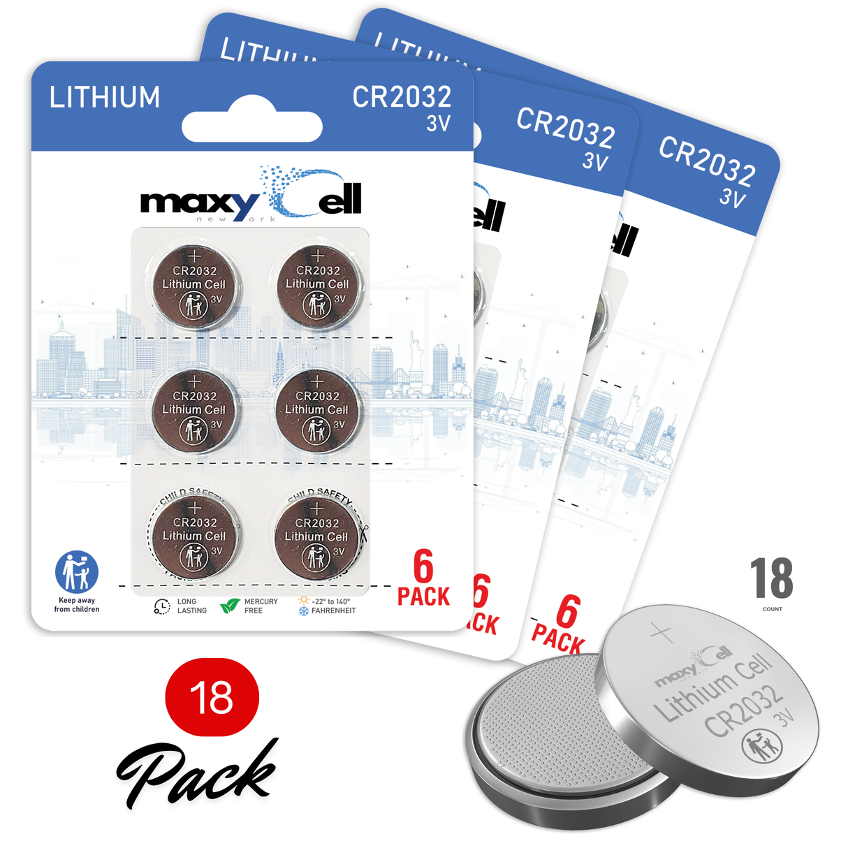 MaxyCell CR2032 Lithium Coin Cell Battery 3V - Long-Lasting, Reliable Power for Watches, Key Fobs, Fitness Trackers, Remotes & Compatible with AirTag - Leak-Proof Design