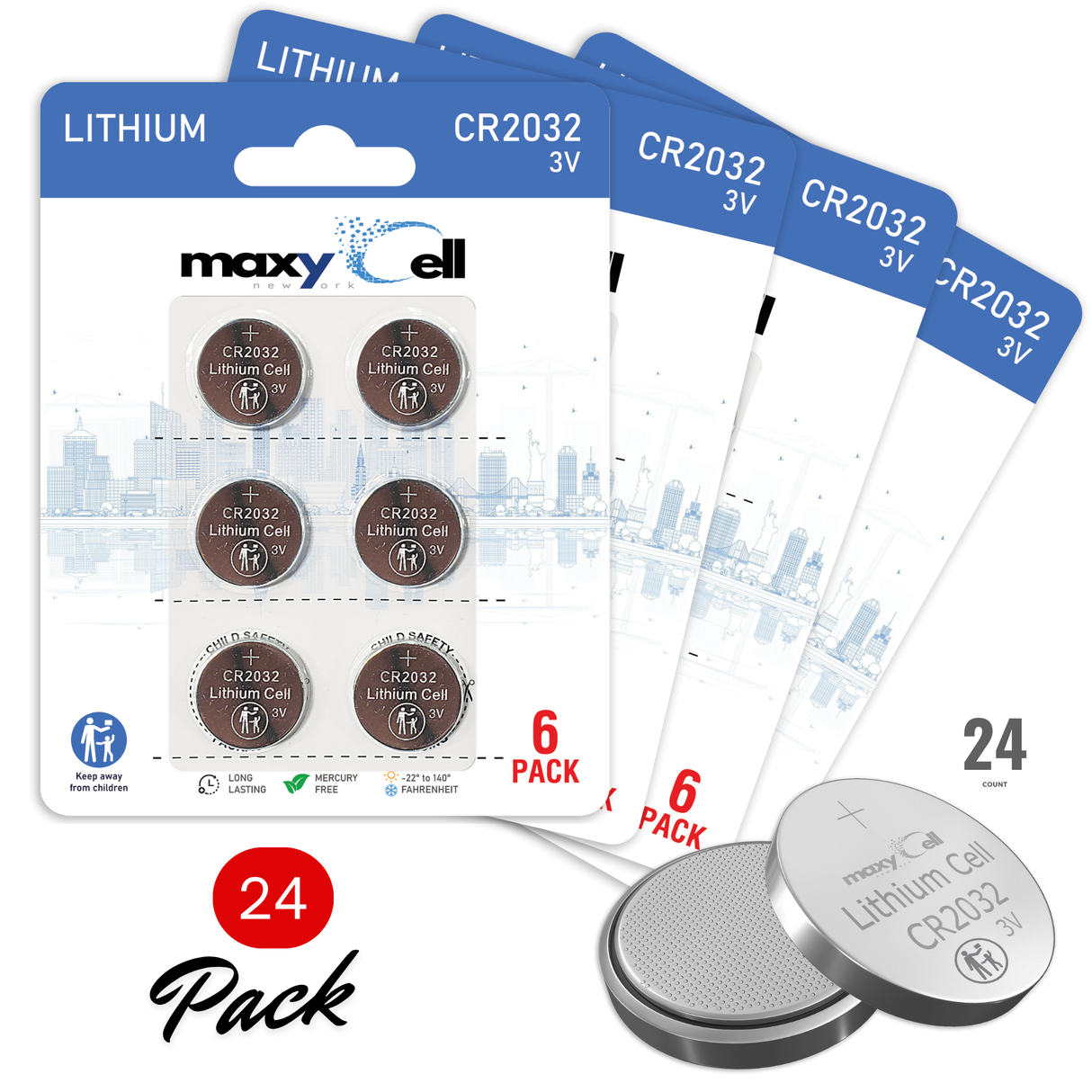 MaxyCell CR2032 Lithium Coin Cell Battery 3V - Long-Lasting, Reliable Power for Watches, Key Fobs, Fitness Trackers, Remotes & Compatible with AirTag - Leak-Proof Design