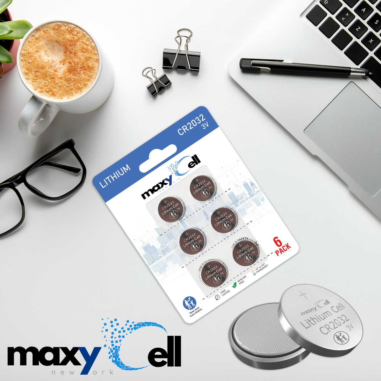 MaxyCell CR2032 Lithium Coin Cell Battery 3V - Long-Lasting, Reliable Power for Watches, Key Fobs, Fitness Trackers, Remotes & Compatible with AirTag - Leak-Proof Design