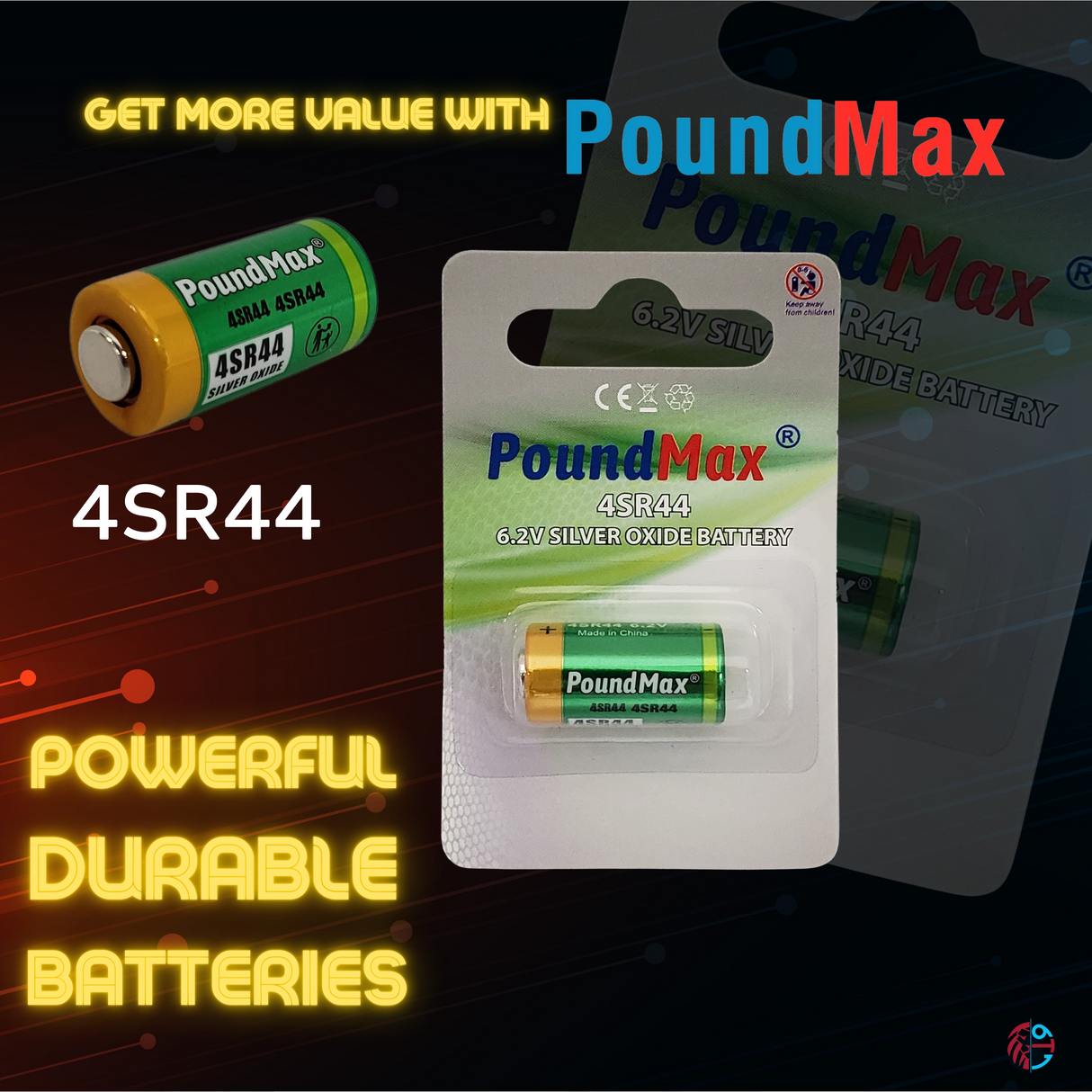 PoundMax 4SR44 Batteries 6.2v Silver Oxide Battery