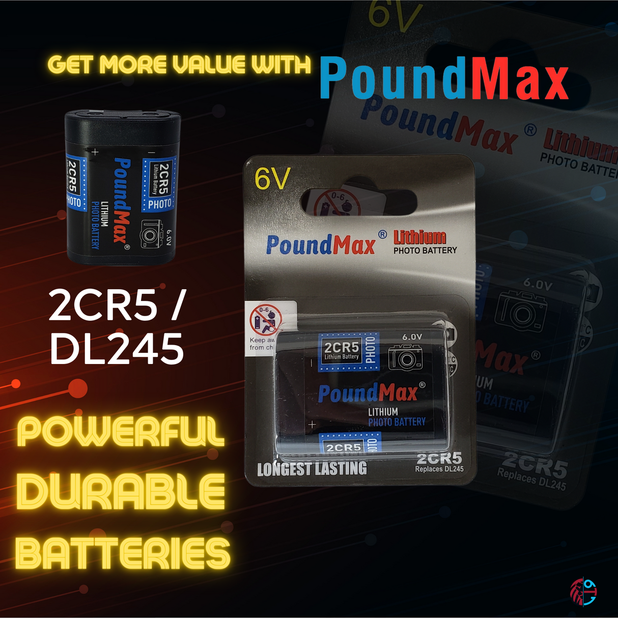 PoundMax 2CR5 / DL245 Batteries 6v Photo Lithium Battery