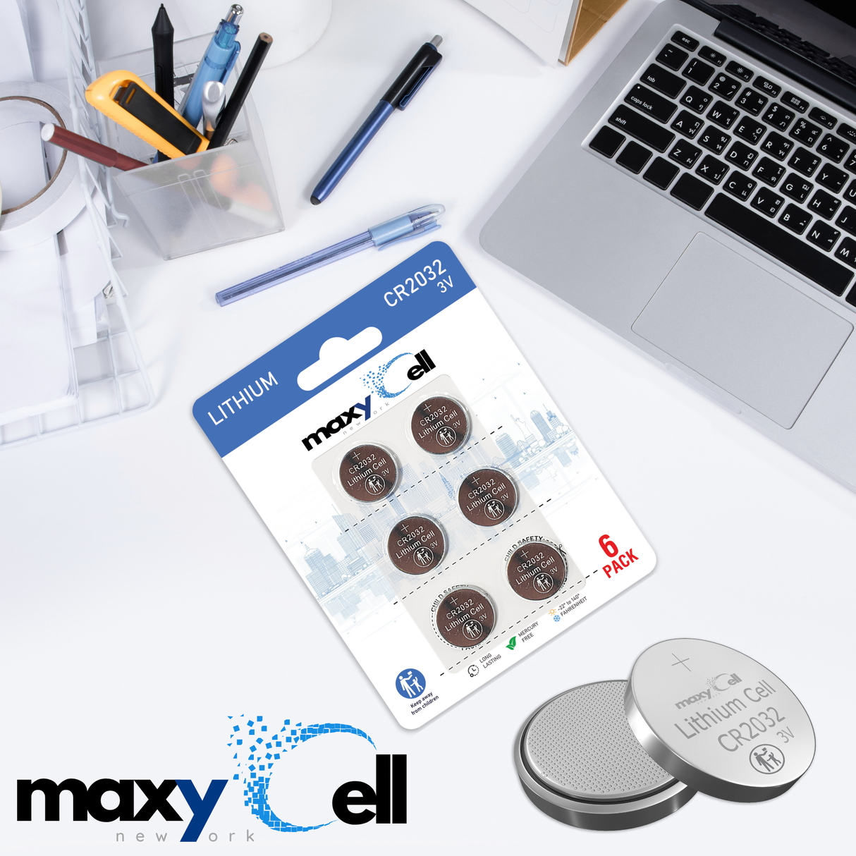 MaxyCell CR2032 Lithium Coin Cell Battery 3V - Long-Lasting, Reliable Power for Watches, Key Fobs, Fitness Trackers, Remotes & Compatible with AirTag - Leak-Proof Design