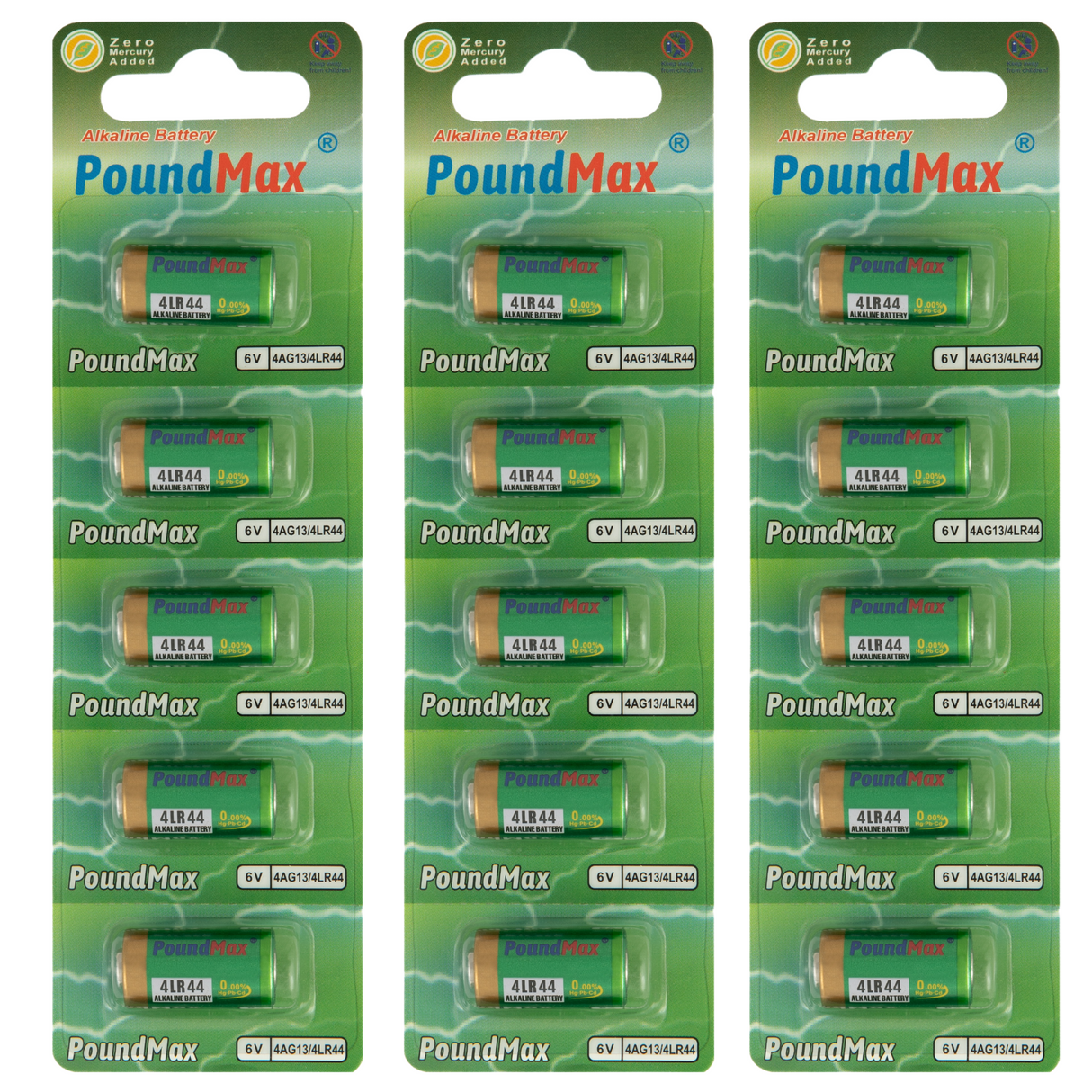 PoundMax 4LR44 / 4AG13 Batteries 6v Alkaline Battery Combo Pack