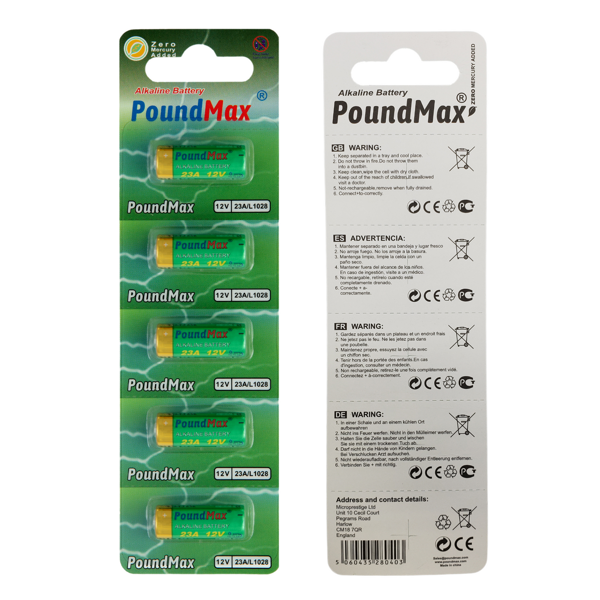 PoundMax 23A / L1028 Batteries 12v Alkaline Battery Combo Pack