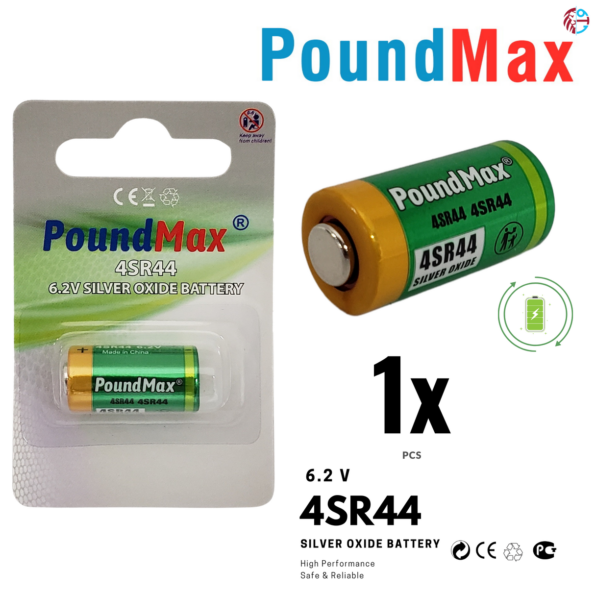 PoundMax 4SR44 Batteries 6.2v Silver Oxide Battery