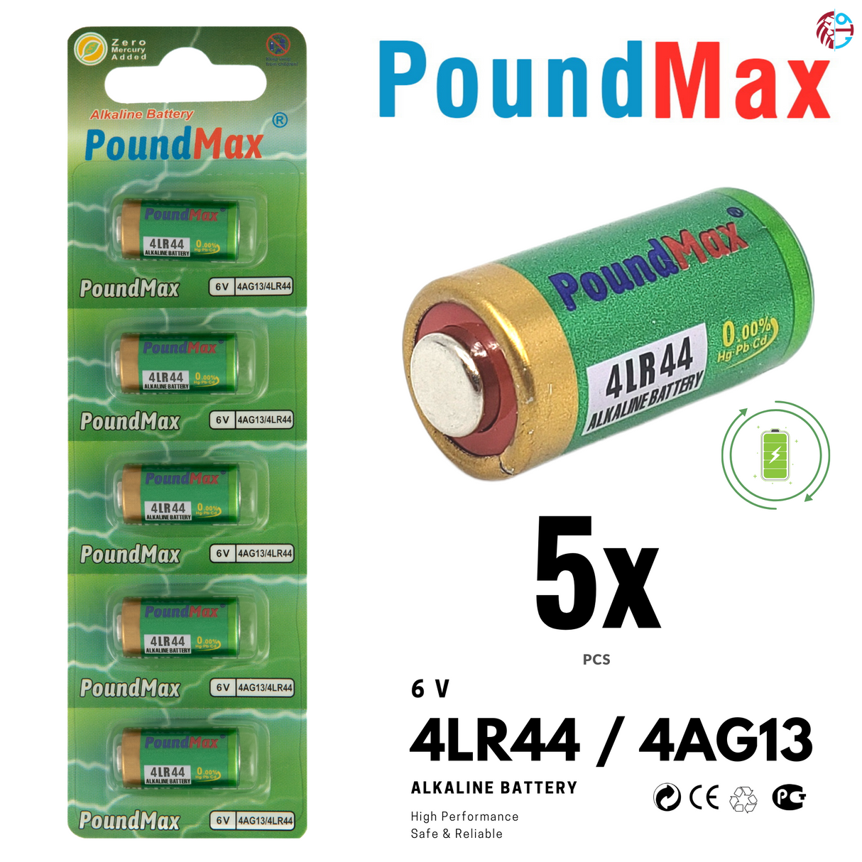 PoundMax 4LR44 / 4AG13 Batteries 6v Alkaline Battery Combo Pack