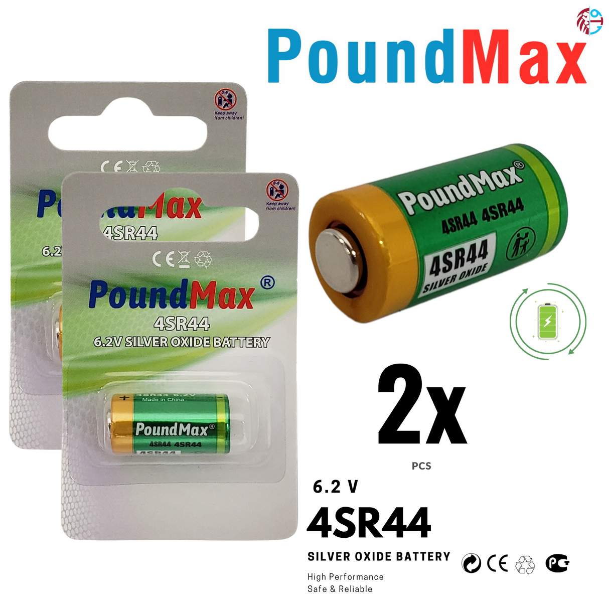 PoundMax 4SR44 Batteries 6.2v Silver Oxide Battery