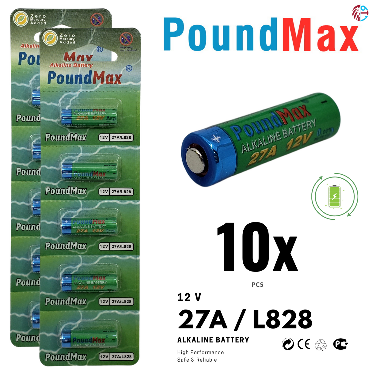 PoundMax 27A / L828 Batteries 12v Alkaline Battery Combo Pack