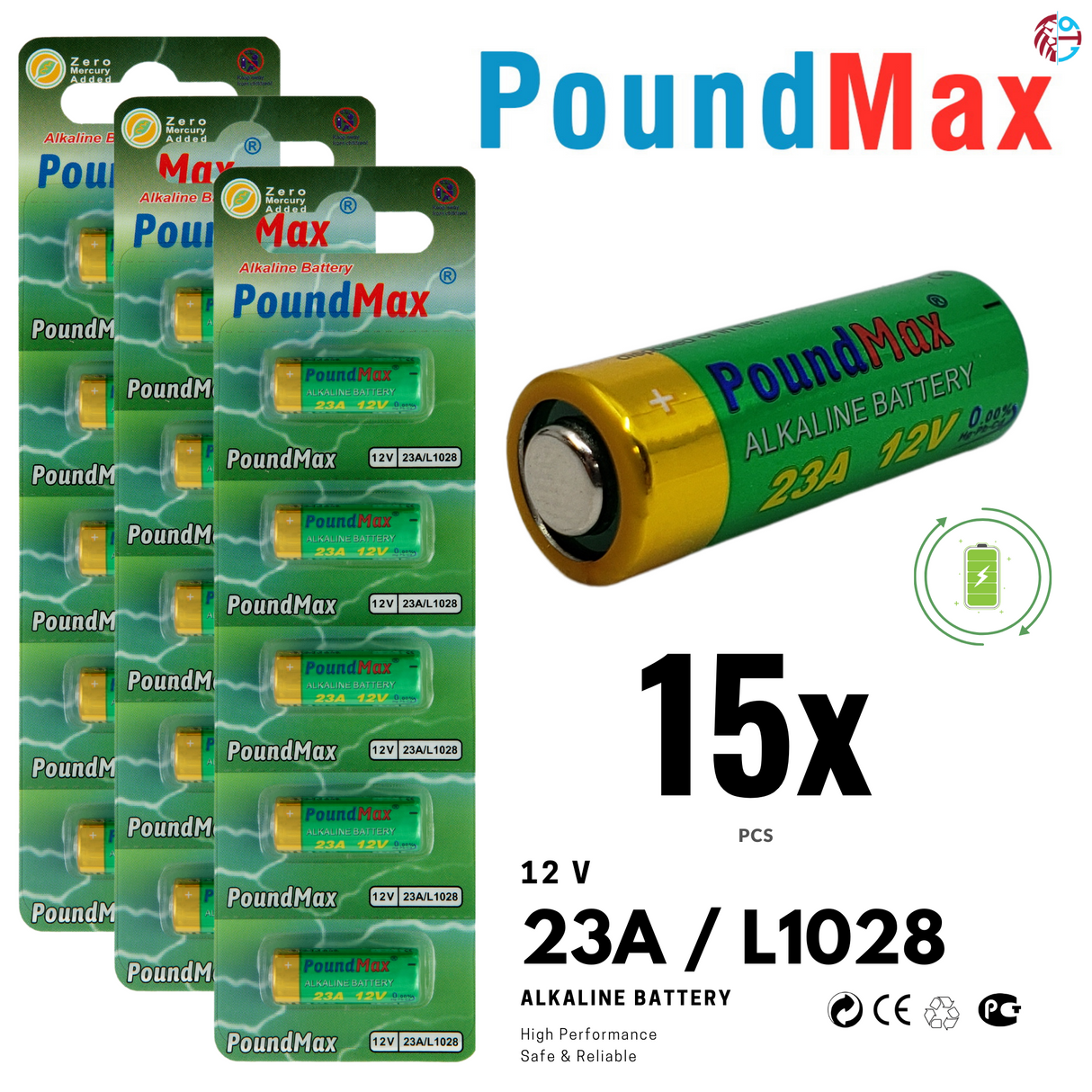 PoundMax 23A / L1028 Batteries 12v Alkaline Battery Combo Pack
