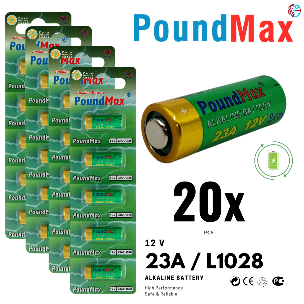 PoundMax 23A / L1028 Batteries 12v Alkaline Battery Combo Pack