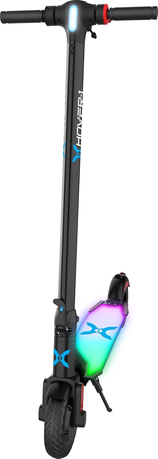 Hover-1 Legacy Foldable Electric Scooter with 350W Motor, 15 mph Max Speed, Colorful LED Deck Light, and 6 Miles Max Range
