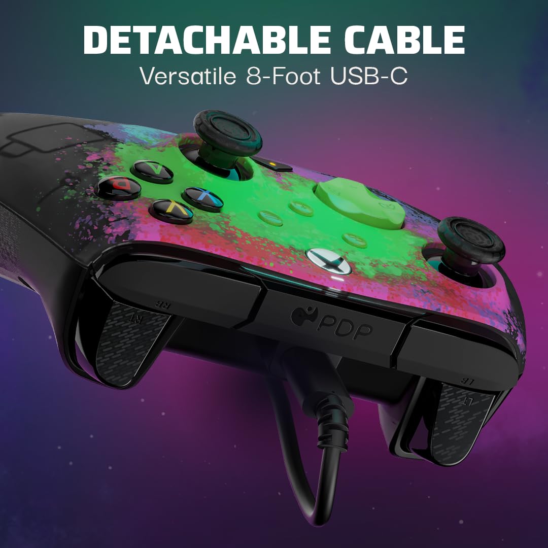 PDP Rematch GLOW WIRED Controller for Xbox Series X|S & One - Space Dust™