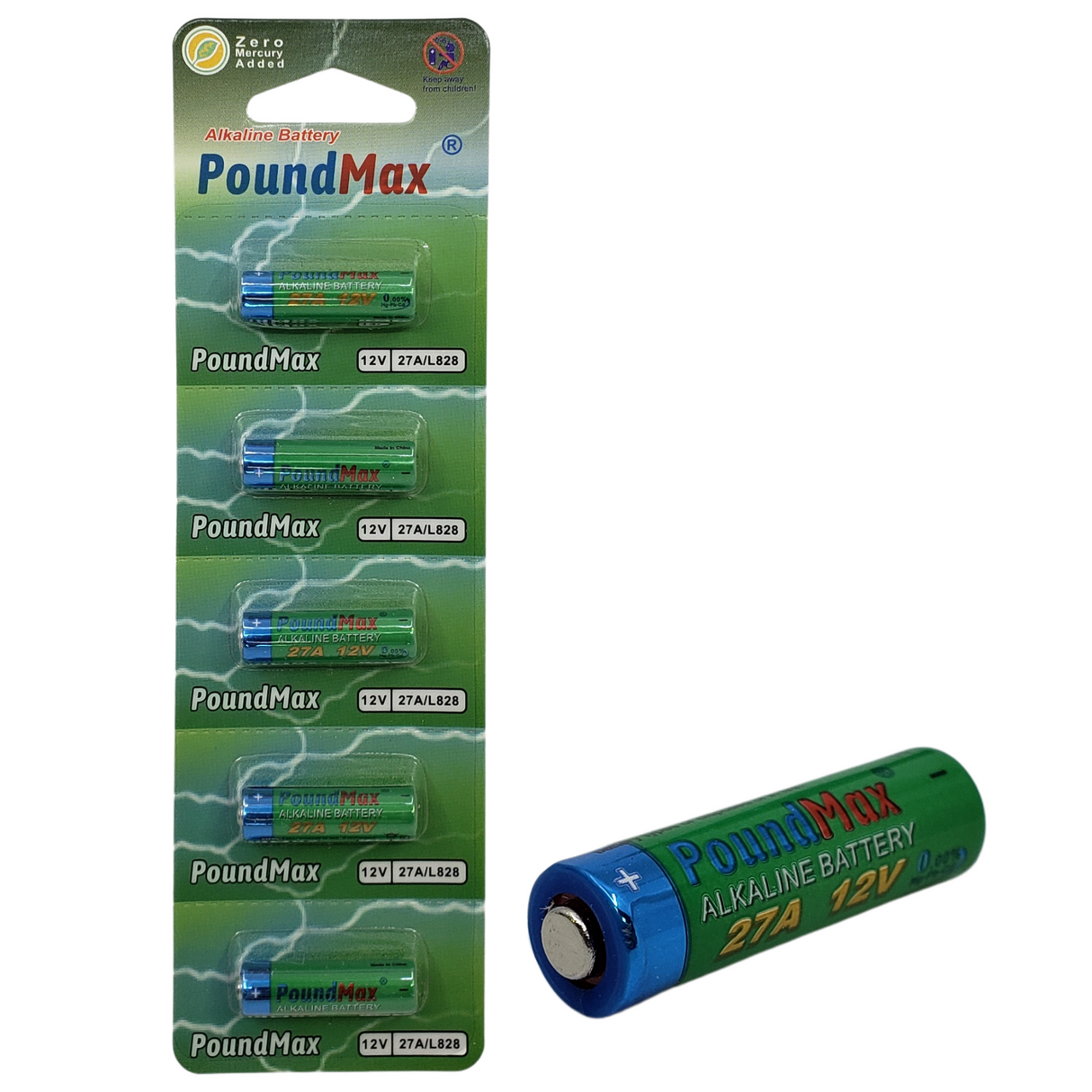 PoundMax 27A / L828 Batteries 12v Alkaline Battery Combo Pack