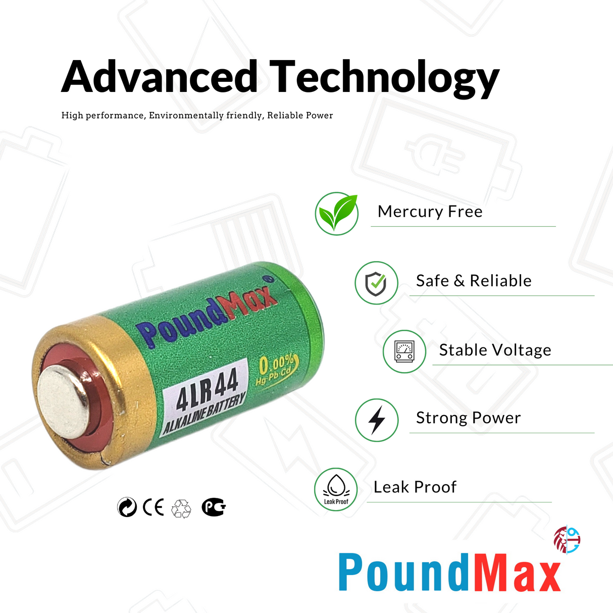 PoundMax 4LR44 / 4AG13 Batteries 6v Alkaline Battery Combo Pack