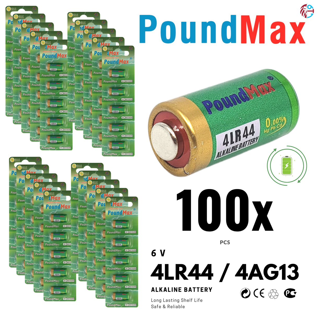 PoundMax 4LR44 / 4AG13 Batteries 6v Alkaline Battery Combo Pack