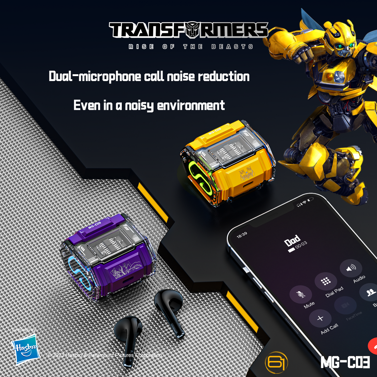 Transformers MG-C03 Bluetooth Wireless Earbuds – TWS, HiFi Sound, Low Latency Gaming & Music Dual Mode Headset, Noise Cancelling, Touch Control, Long Battery Life & Charging Case Red