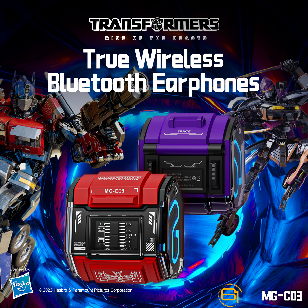 Transformers MG-C03 Bluetooth Wireless Earbuds – TWS, HiFi Sound, Low Latency Gaming & Music Dual Mode Headset, Noise Cancelling, Touch Control, Long Battery Life & Charging Case Red
