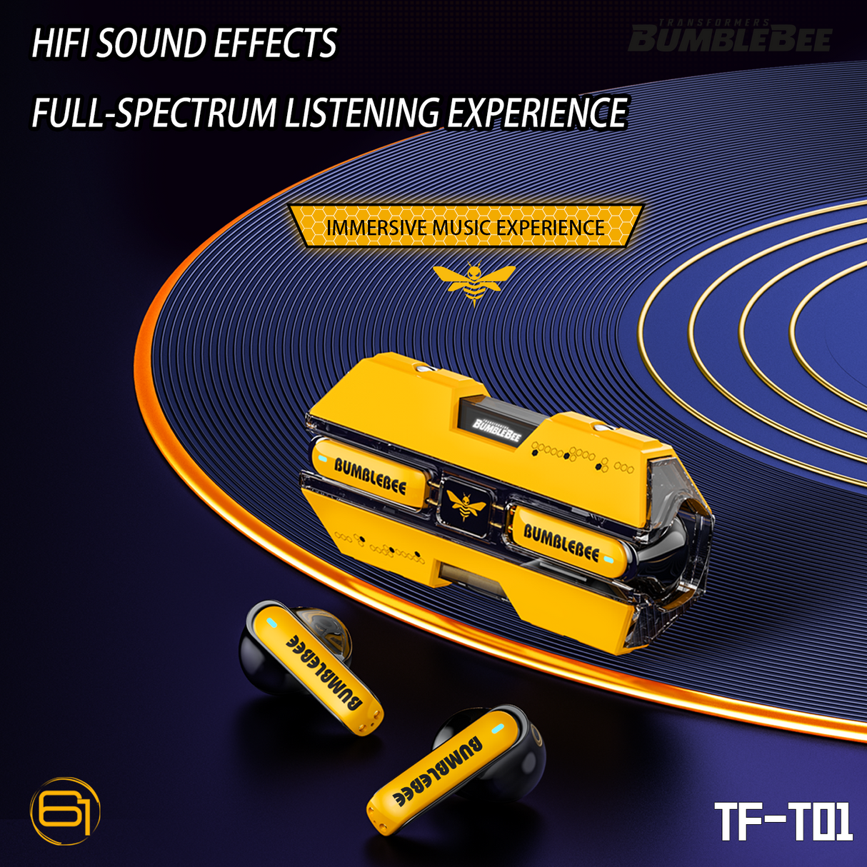 Transformers TF-T01 True Wireless Earbuds Wireless Bluetooth 5.4 Ear Buds Deep Bass Sound Earbud with Smart Noise Cancelling Mic IPX5 Waterproof in Ear Earphones for Android iOS Blue