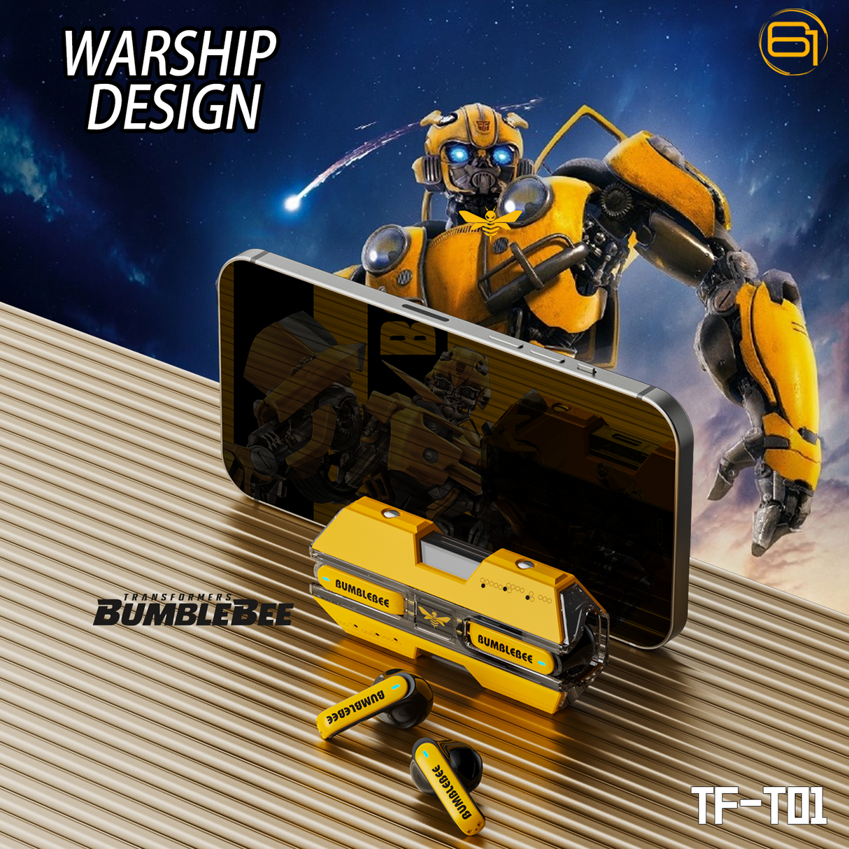 Transformers TF-T01 True Wireless Earbuds Wireless Bluetooth 5.4 Ear Buds Deep Bass Sound Earbud with Smart Noise Cancelling Mic IPX5 Waterproof in Ear Earphones for Android iOS Blue