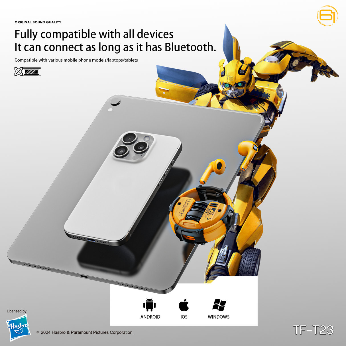 Transformers TF-T23 Wireless Bluetooth Earbuds - Premium Zinc Alloy Case RGB Breathing Lights, Gaming Mode, 13mm Loudspeaker, Deep Bass Sound, Long Battery Life, Type-C Fast Charge