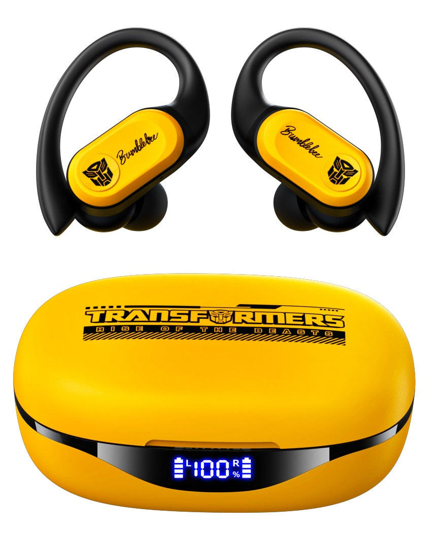 Transformers TF-T26 Pro Over The Ear Earbuds Wireless Bluetooth 5.4 Ear Buds with Earhooks 65H Playtimes Deep Bass Sound IPX5 Mic IPX5 Waterproof Earphones for Sport/Workout