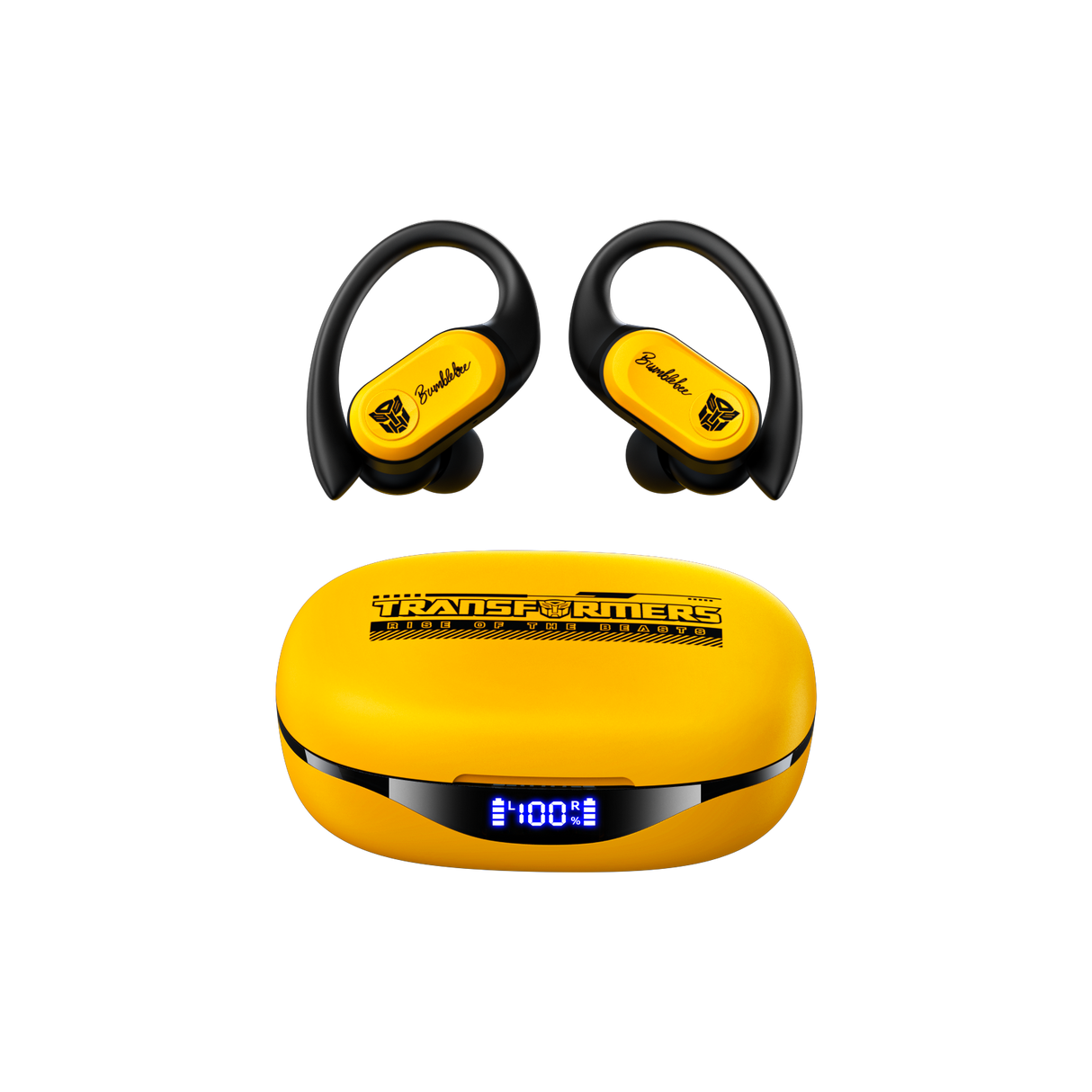 Transformers TF-T26 Pro Over The Ear Earbuds Wireless Bluetooth 5.4 Ear Buds with Earhooks 65H Playtimes Deep Bass Sound IPX5 Mic IPX5 Waterproof Earphones for Sport/Workout