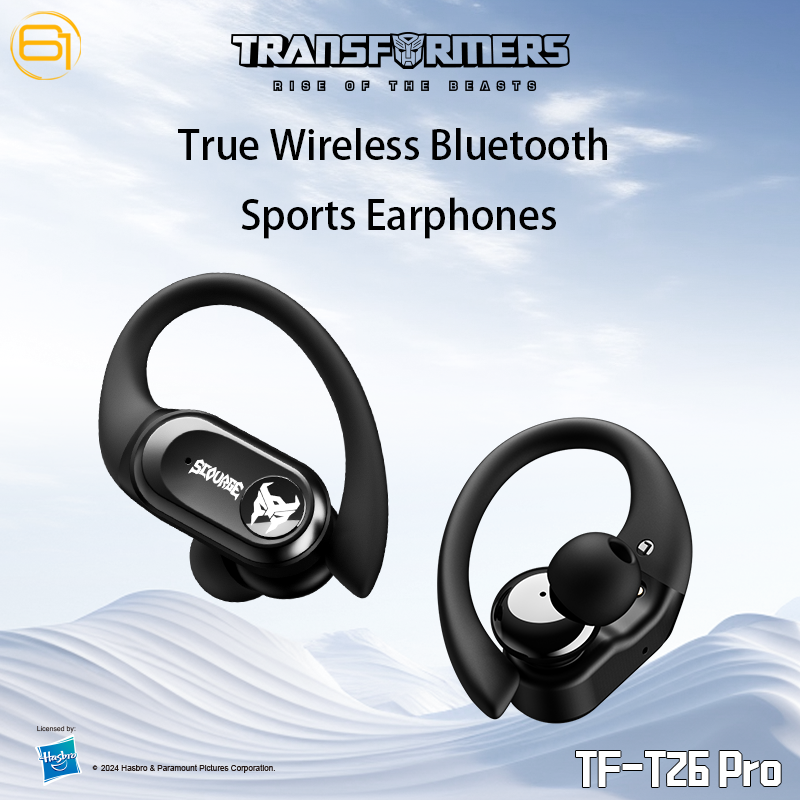 Transformers TF-T26 Pro Over The Ear Earbuds Wireless Bluetooth 5.4 Ear Buds with Earhooks 65H Playtimes Deep Bass Sound IPX5 Mic IPX5 Waterproof Earphones for Sport/Workout
