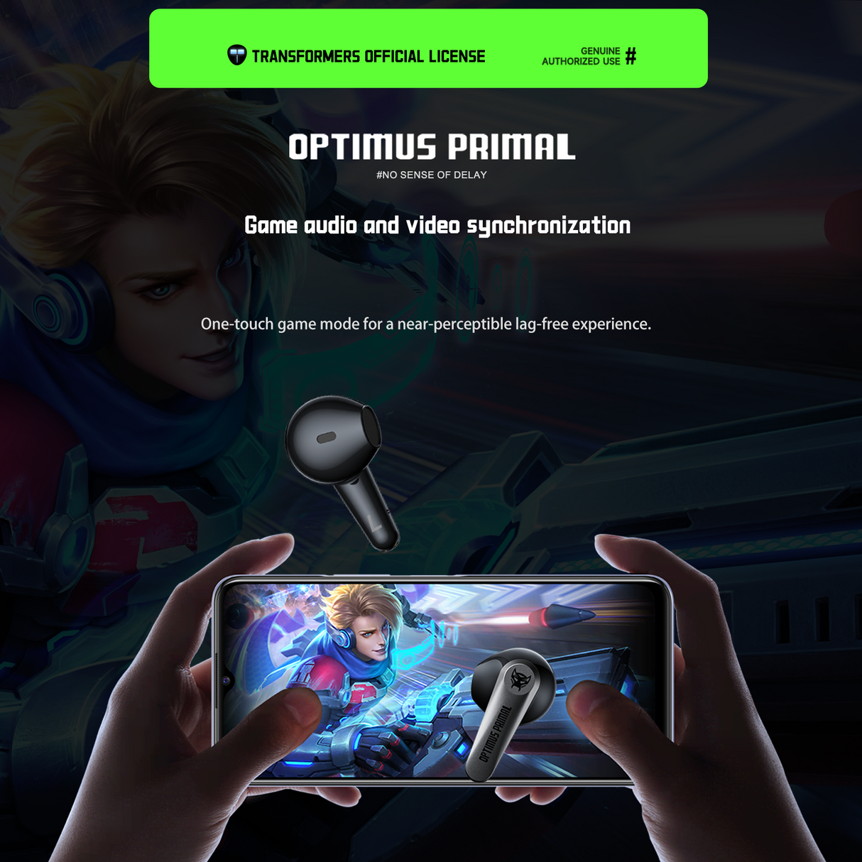 Transformers TF-T30 Bluetooth TWS Wireless Earbuds with Energy Core Design Passive Noise Cancelling Semi-in-Ear Cool HiFi HD Calling Music Game Modes Low Latency Sports Earphones