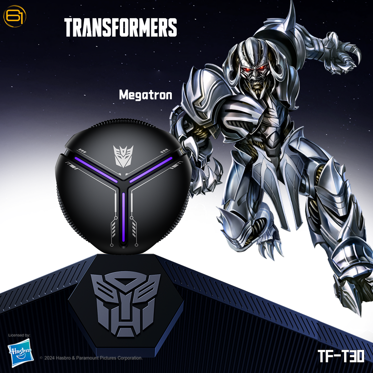 Transformers TF-T30 Bluetooth TWS Wireless Earbuds with Energy Core Design Passive Noise Cancelling Semi-in-Ear Cool HiFi HD Calling Music Game Modes Low Latency Sports Earphones