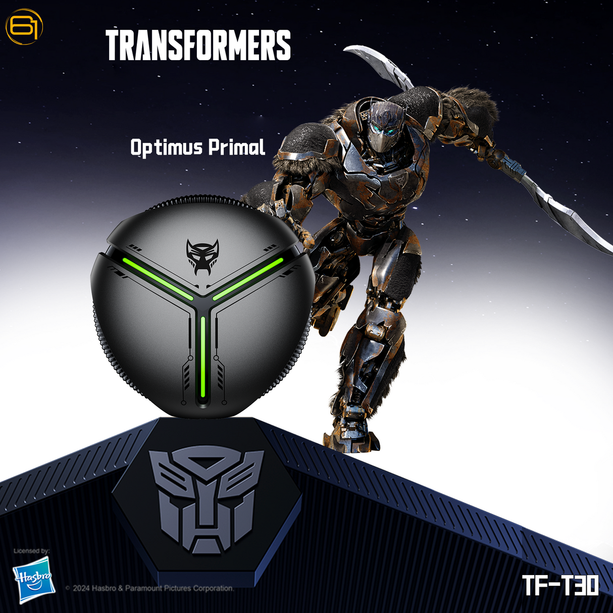 Transformers TF-T30 Bluetooth TWS Wireless Earbuds with Energy Core Design Passive Noise Cancelling Semi-in-Ear Cool HiFi HD Calling Music Game Modes Low Latency Sports Earphones