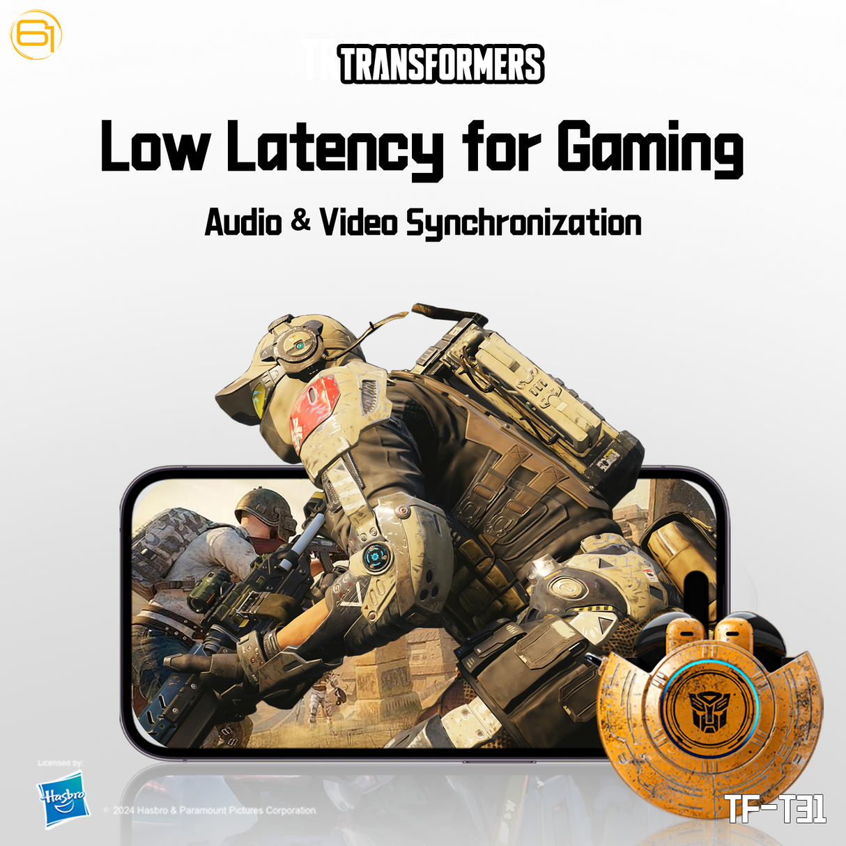 Transformers TF-T31 Bluetooth TWS Wireless Earbuds with Mechanical Shell Design Passive Noise Cancelling In-Ear Cool HiFi HD Calling Music Game Modes Low Latency Sports Earphones