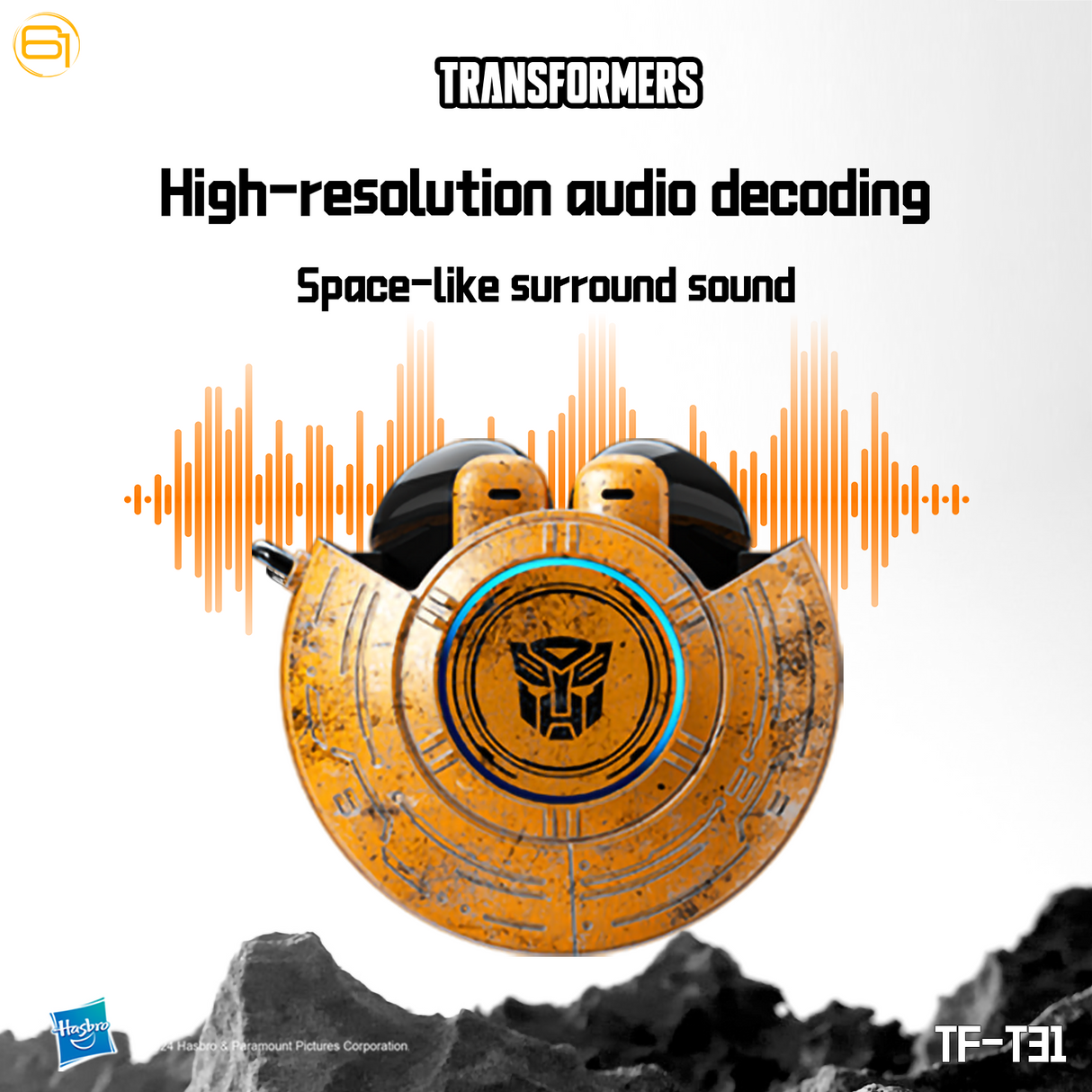 Transformers TF-T31 Bluetooth TWS Wireless Earbuds with Mechanical Shell Design Passive Noise Cancelling In-Ear Cool HiFi HD Calling Music Game Modes Low Latency Sports Earphones