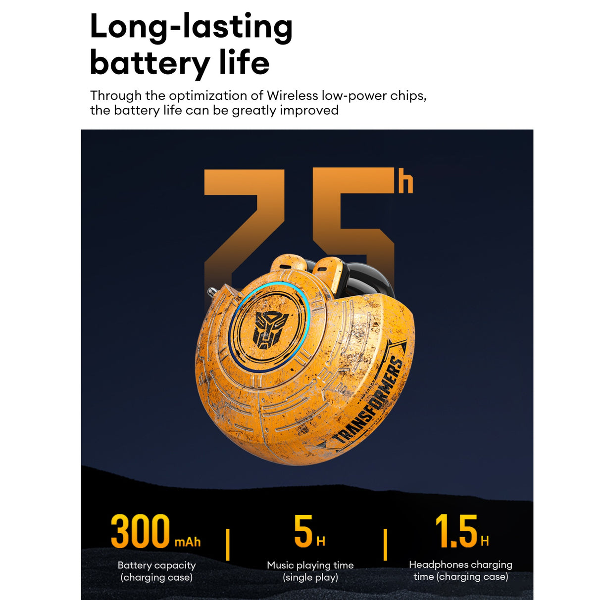 Transformers TF-T31 Bluetooth TWS Wireless Earbuds with Mechanical Shell Design Passive Noise Cancelling In-Ear Cool HiFi HD Calling Music Game Modes Low Latency Sports Earphones