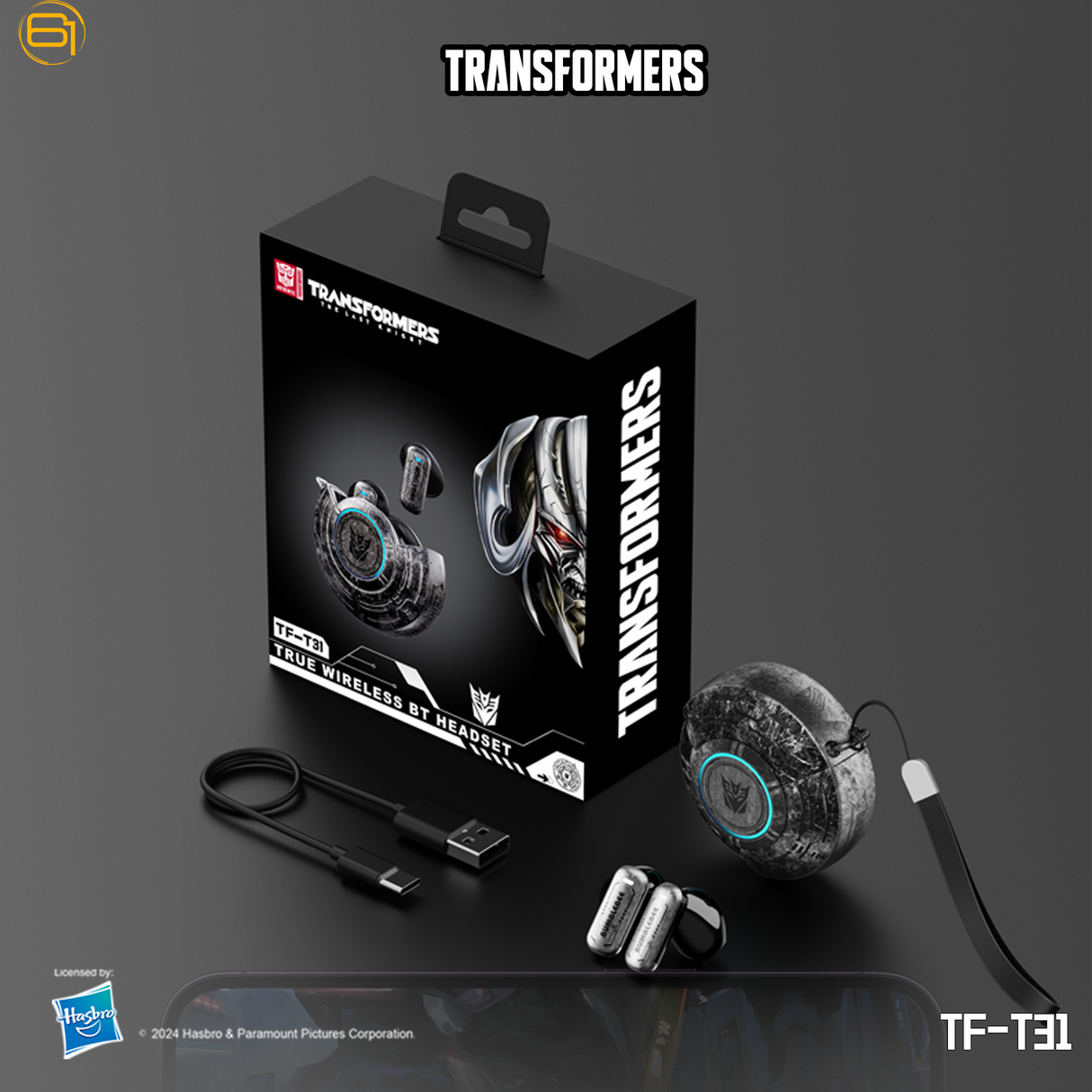 Transformers TF-T31 Bluetooth TWS Wireless Earbuds with Mechanical Shell Design Passive Noise Cancelling In-Ear Cool HiFi HD Calling Music Game Modes Low Latency Sports Earphones