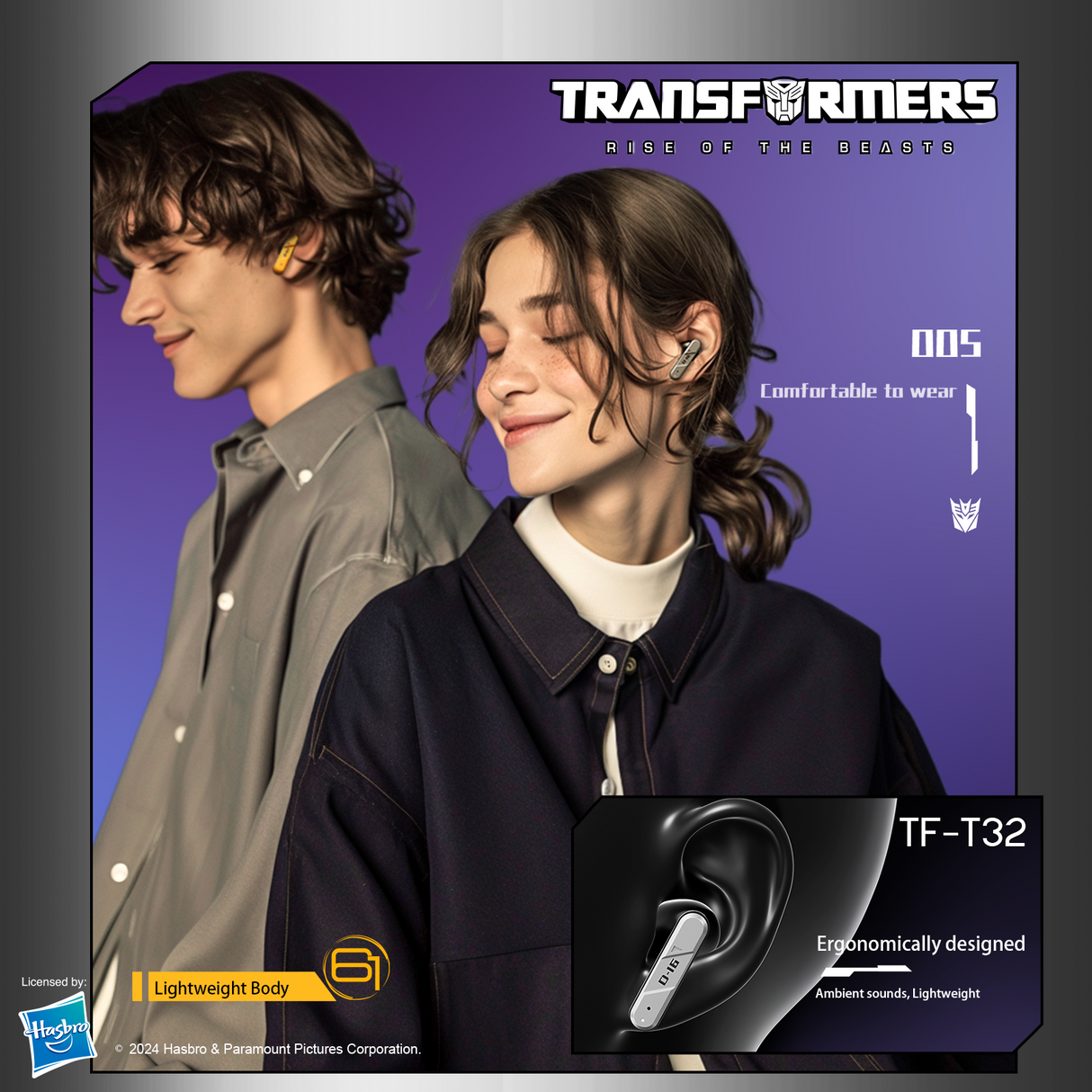 Transformers TF-T32 Wireless Bluetooth Earbuds - Zinc Alloy Case, Low-Latency Gaming & Music Modes, 13mm Loudspeaker, USB-C Fast Charging, Deep Bass Sound Long Battery 24H Playtime