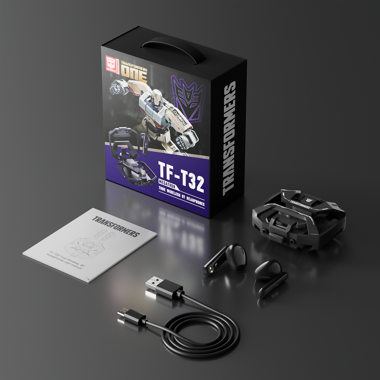 Transformers TF-T32 Wireless Bluetooth Earbuds - Zinc Alloy Case, Low-Latency Gaming & Music Modes, 13mm Loudspeaker, USB-C Fast Charging, Deep Bass Sound Long Battery 24H Playtime