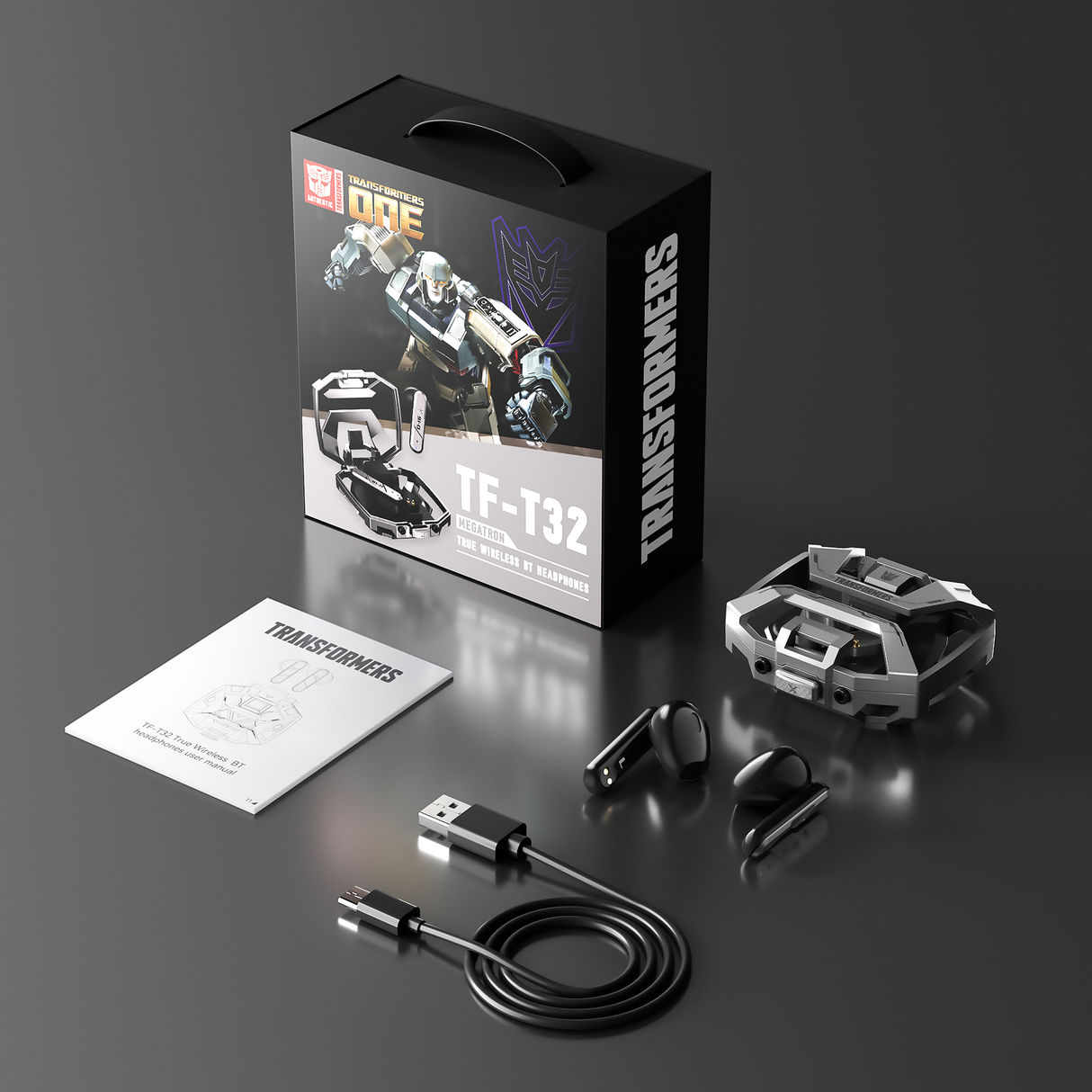 Transformers TF-T32 Wireless Bluetooth Earbuds - Zinc Alloy Case, Low-Latency Gaming & Music Modes, 13mm Loudspeaker, USB-C Fast Charging, Deep Bass Sound Long Battery 24H Playtime