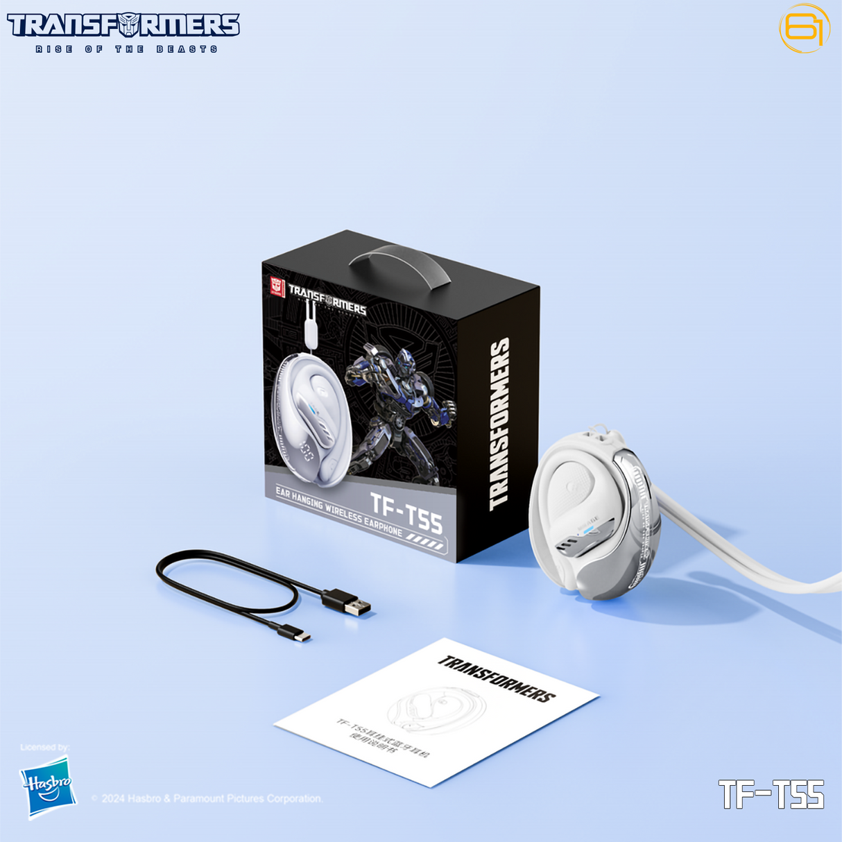 Transformers TF-T55 Open-Back Bluetooth Wireless Earbuds, Sleek Wing-Like Design Passive Noise Cancelling In-Ear Cool HiFi Calling Dual Modes Sports Earphones LED Display