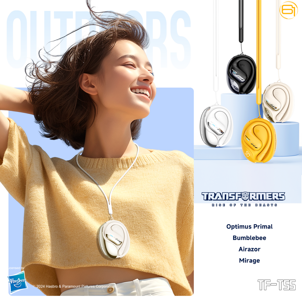 Transformers TF-T55 Open-Back Bluetooth Wireless Earbuds, Sleek Wing-Like Design Passive Noise Cancelling In-Ear Cool HiFi Calling Dual Modes Sports Earphones LED Display