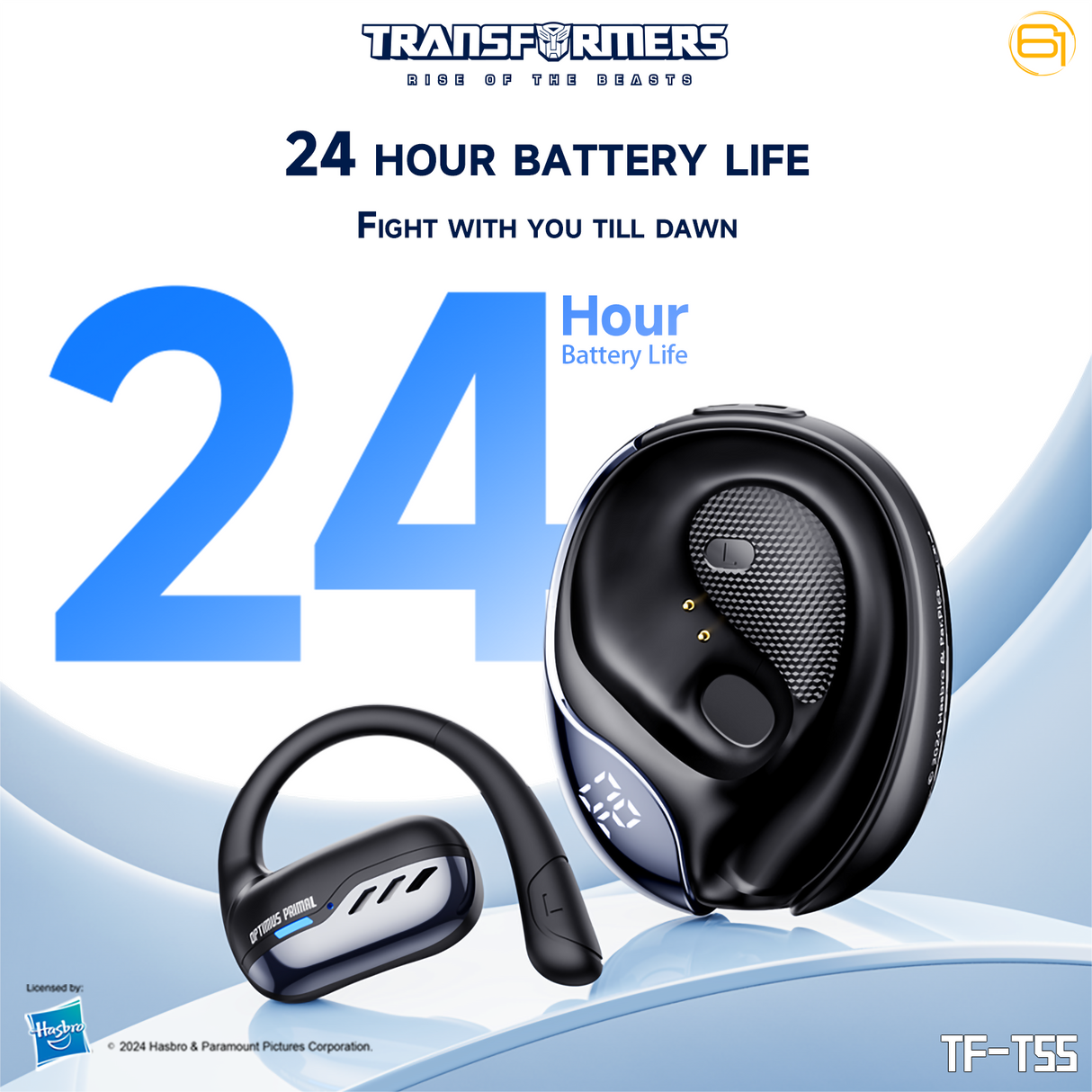 Transformers TF-T55 Open-Back Bluetooth Wireless Earbuds, Sleek Wing-Like Design Passive Noise Cancelling In-Ear Cool HiFi Calling Dual Modes Sports Earphones LED Display