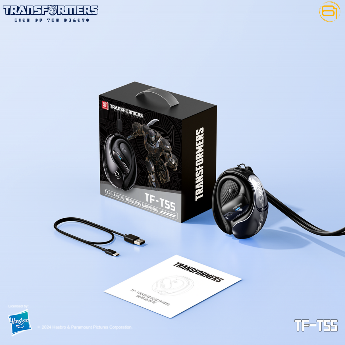 Transformers TF-T55 Open-Back Bluetooth Wireless Earbuds, Sleek Wing-Like Design Passive Noise Cancelling In-Ear Cool HiFi Calling Dual Modes Sports Earphones LED Display