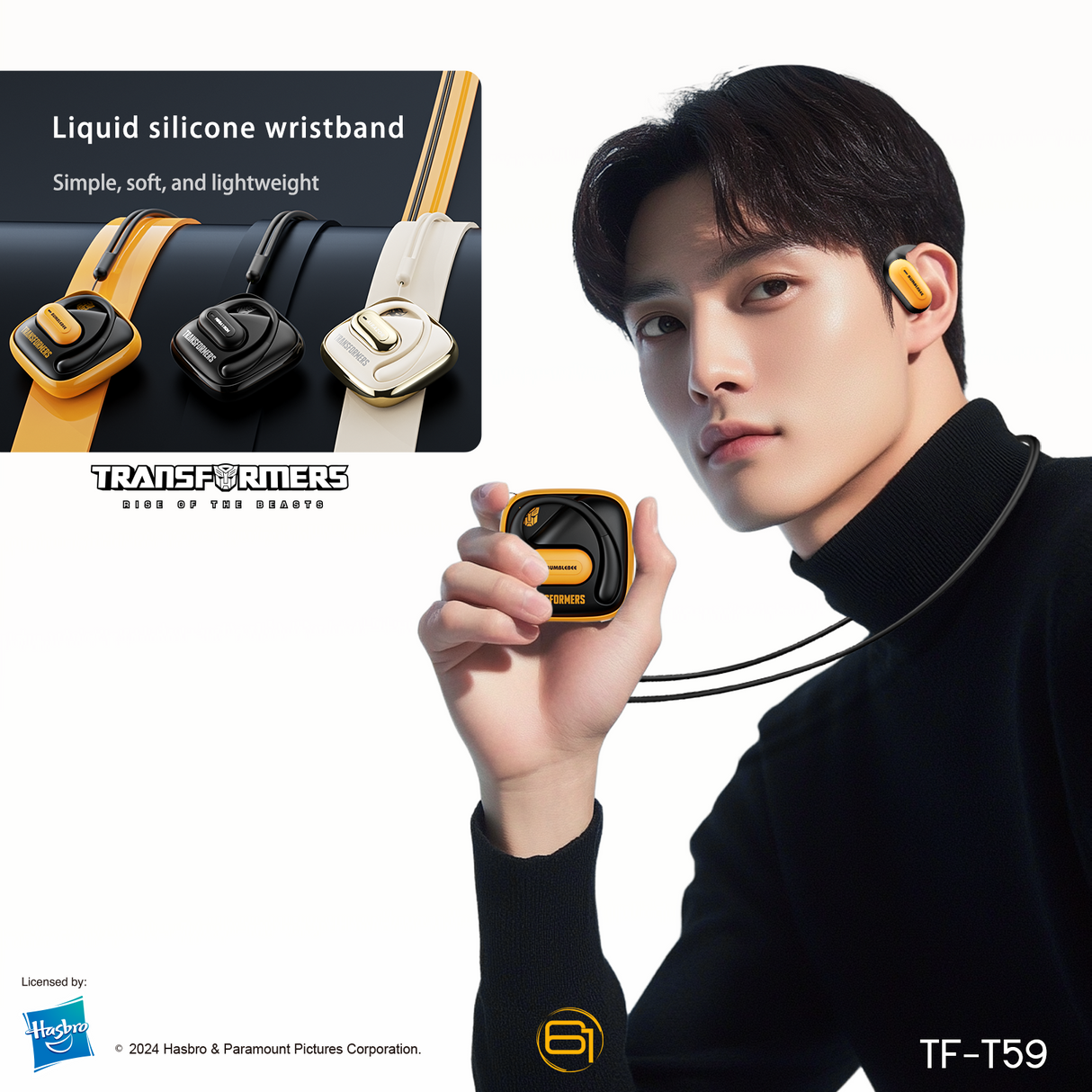 Transformers TF-T59 Ear-Hook True Wireless Bluetooth Earbuds with Mic, Low Latency Game/Music Modes, 13mm Drivers, Secure Fit Sport Headphones, IPX5 Waterproof Deep Bass Sound