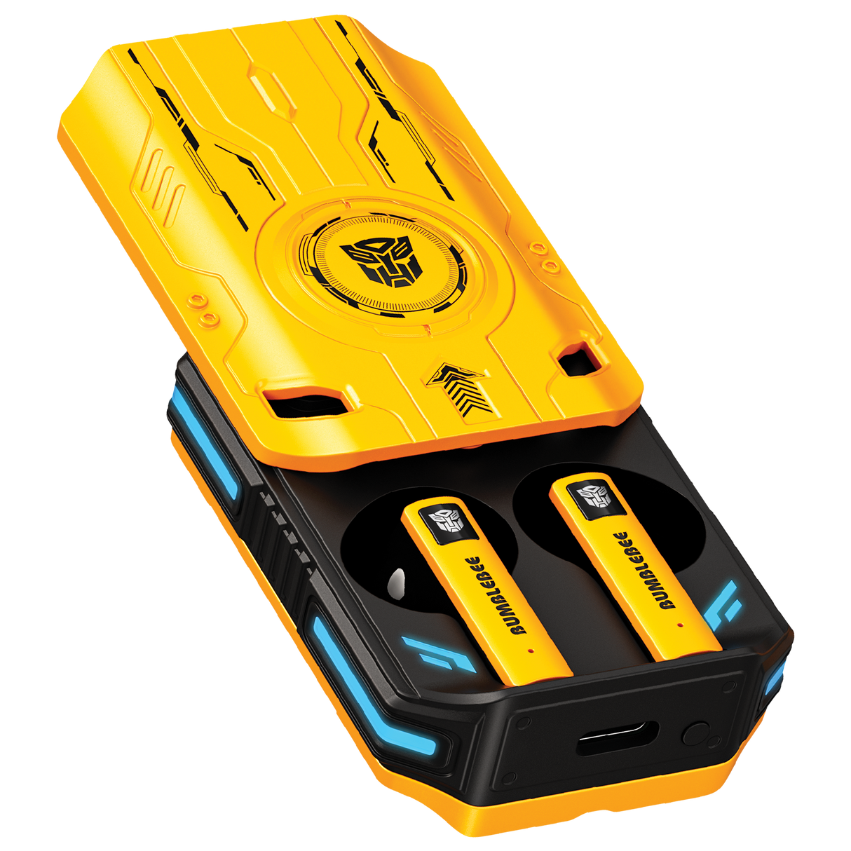 Transformers TF-T76 True Wireless Bluetooth 6.0 Earbuds with Mic, Mecha Zinc Alloy Armor Case, Low-Latency Game/Music Modes, Hi-Fi 13mm Drivers, HD Calling, 40H Total Playtime