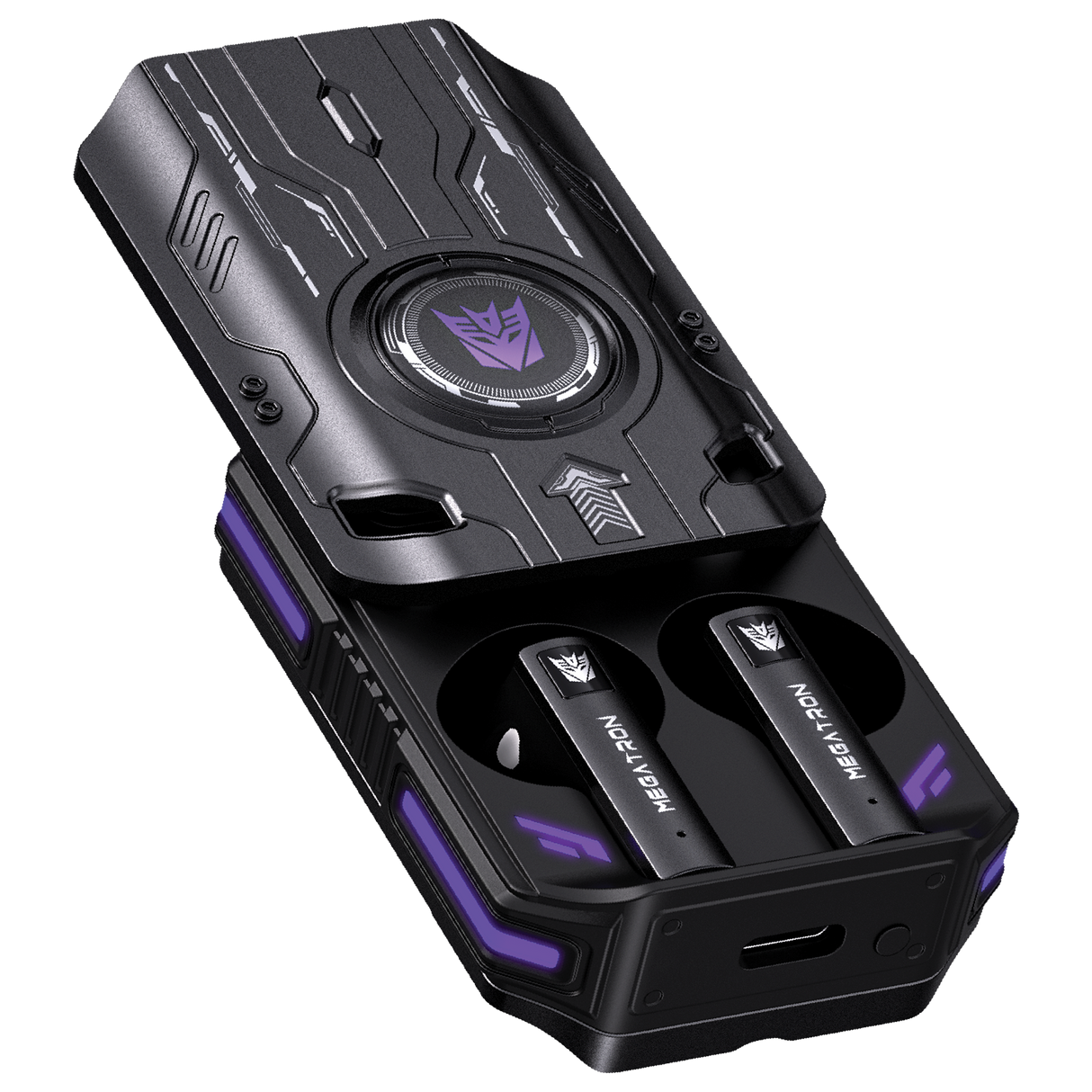 Transformers TF-T76 True Wireless Bluetooth 6.0 Earbuds with Mic, Mecha Zinc Alloy Armor Case, Low-Latency Game/Music Modes, Hi-Fi 13mm Drivers, HD Calling, 40H Total Playtime