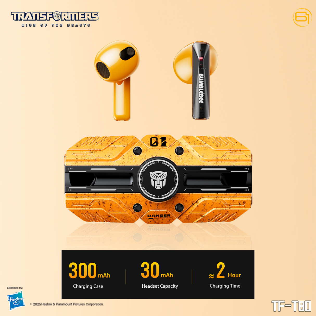 Transformers TF-T80 Bluetooth True Wireless Earbuds with Noise Cancelling In-Ear Cool HiFi HD Calling Dual Modes Sports Music Game Long Endurance Earphones