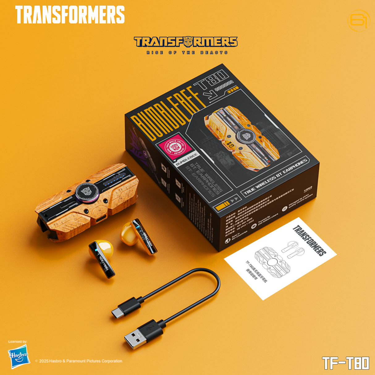 Transformers TF-T80 Bluetooth True Wireless Earbuds with Noise Cancelling In-Ear Cool HiFi HD Calling Dual Modes Sports Music Game Long Endurance Earphones