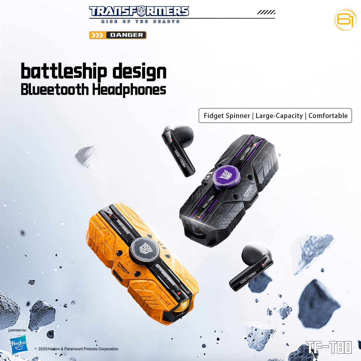 Transformers TF-T80 Bluetooth True Wireless Earbuds with Noise Cancelling In-Ear Cool HiFi HD Calling Dual Modes Sports Music Game Long Endurance Earphones