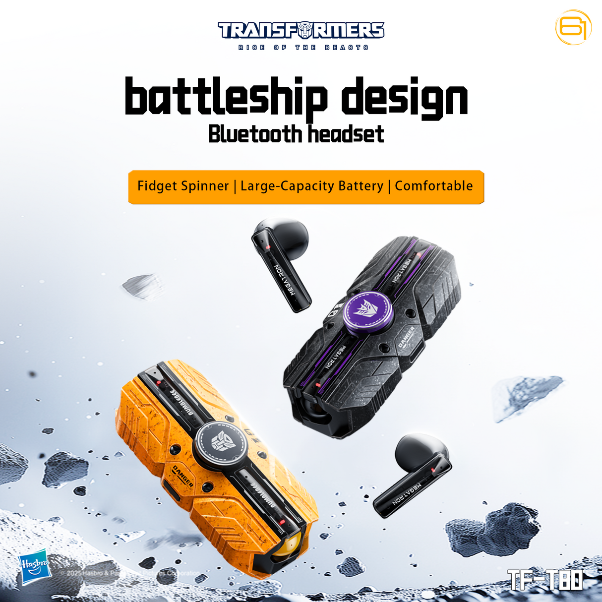 Transformers TF-T80 Bluetooth True Wireless Earbuds with Noise Cancelling In-Ear Cool HiFi HD Calling Dual Modes Sports Music Game Long Endurance Earphones